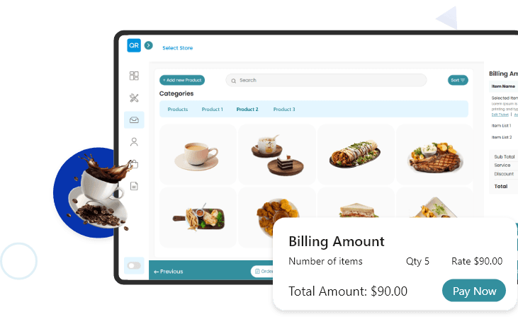 Cafe & Restaurant point of sale system in use