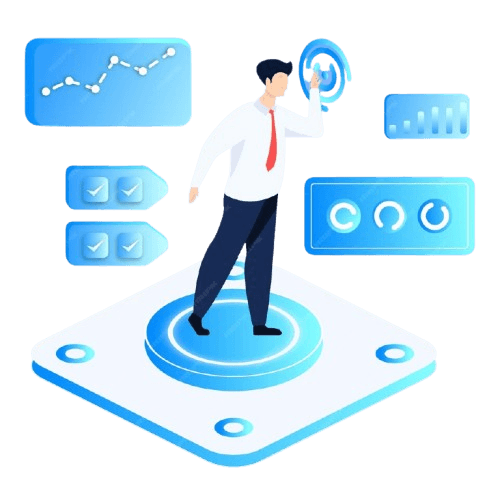 Illustration of a technical proposal being reviewed against project metrics