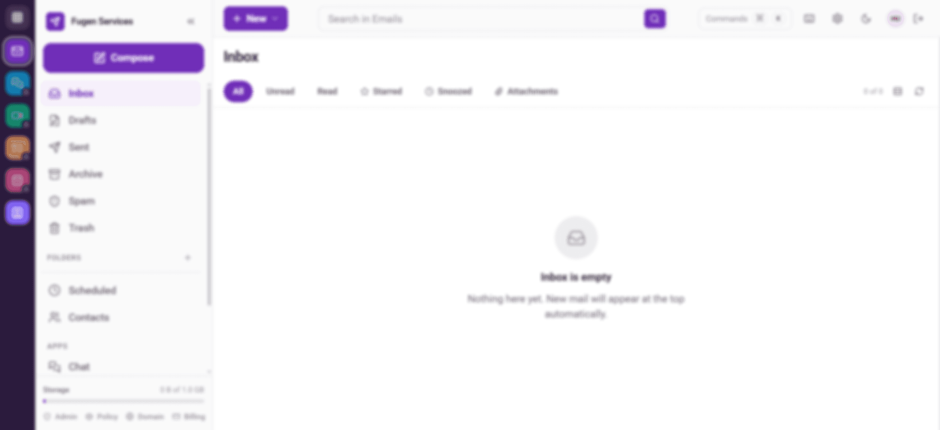 The Postmarrow email client — inbox and folders alongside chat, contacts and scheduled send in one workspace