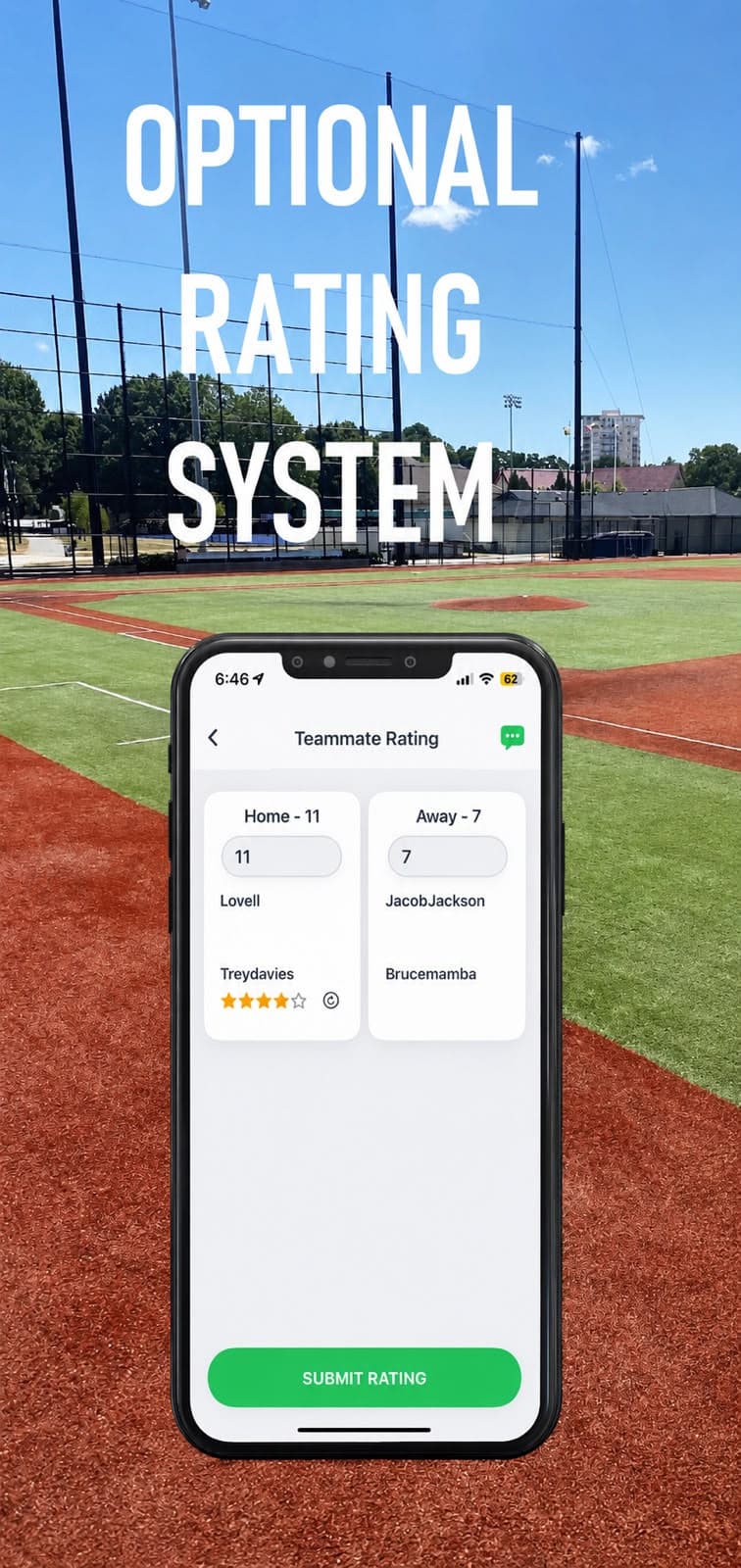 The PickupPals mobile app — hosting a game